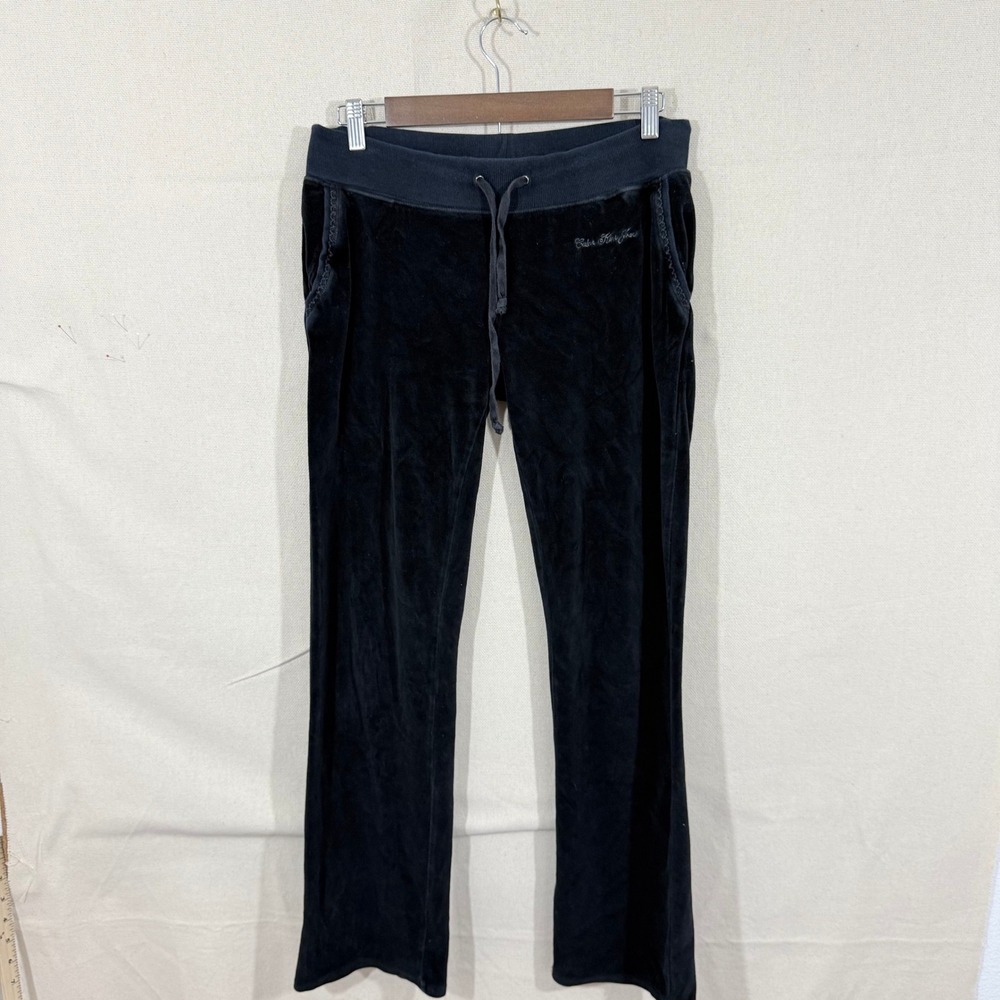 Calvin Klein Jeans Womens Black Velour Tracksuit Set Hoodie Pants Y2K Small - Picture 6 of 10